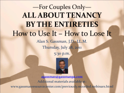 ALL ABOUT TENANCY BY THE ENTIRETIES —For Couples Only—