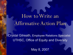 How to Write an Affirmative Action Plan Crystal Gilreath,