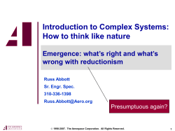 Introduction to Complex Systems: How to think like nature wrong with reductionism