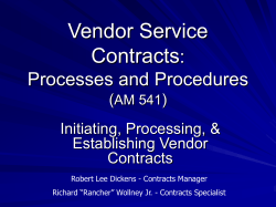 Vendor Service Contracts : Processes and Procedures