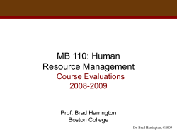 MB 110: Human Resource Management Course Evaluations 2008-2009