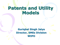 Patents and Utility Models Guriqbal Singh Jaiya Director, SMEs Division