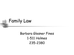 Family Law Barbara Glesner Fines 1-511 Holmes 235-2380