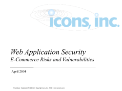Web Application Security E-Commerce Risks and Vulnerabilities April 2004