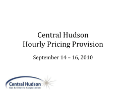 Central Hudson Hourly Pricing Provision September 14 – 16, 2010