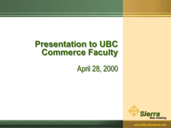 Presentation to UBC Commerce Faculty April 28, 2000 www.SierraSystems.com