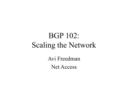BGP 102: Scaling the Network Avi Freedman Net Access