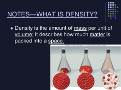 —WHAT IS DENSITY? NOTES volume; it describes how much matter is