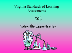 SOL Scientific Investigation Virginia Standards of Learning Assessments