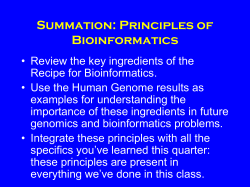 Summation: Principles of Bioinformatics