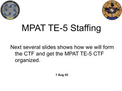 MPAT TE-5 Staffing Next several slides shows how we will form organized.