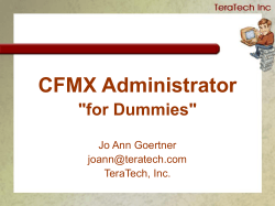CFMX Administrator &#34;for Dummies&#34; Jo Ann Goertner