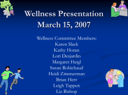 Wellness Presentation March 15, 2007