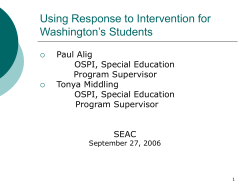 Using Response to Intervention for Washington’s Students