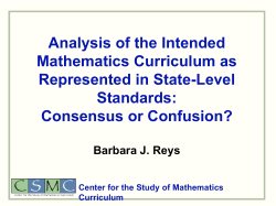 Analysis of the Intended Mathematics Curriculum as Represented in State-Level Standards: