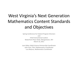 West Virginia’s Next Generation Mathematics Content Standards and Objectives