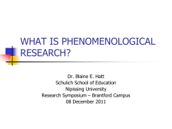 WHAT IS PHENOMENOLOGICAL RESEARCH?