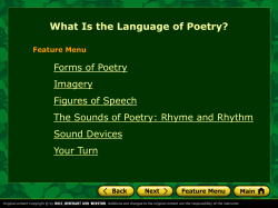 What Is the Language of Poetry? Forms of Poetry Imagery Figures of Speech