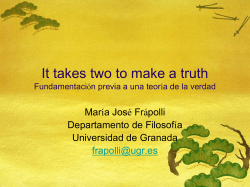 It takes two to make a truth ía José Frápolli Mar ía
