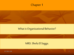 Chapter 1 What is Organizational Behavior? MRS. Shefa El Sagga. 1