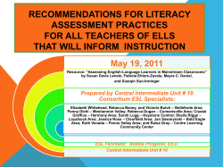 RECOMMENDATIONS FOR LITERACY ASSESSMENT PRACTICES FOR ALL TEACHERS OF ELLS