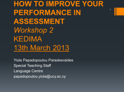 HOW TO IMPROVE YOUR PERFORMANCE IN ASSESSMENT Workshop 2