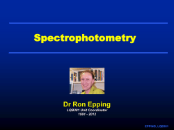 Spectrophotometry Dr Ron Epping LQB381 Unit Coordinator 1991 - 2012