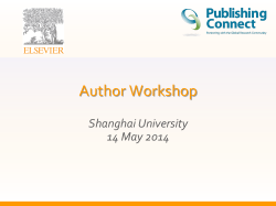 Author Workshop Shanghai University 14 May 2014