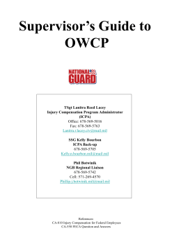 Supervisor’s Guide to OWCP