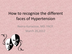 How to recognize the different faces of Hypertension Reena Kuriacose, MD. FACP.