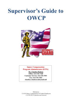 Supervisor’s Guide to OWCP Injury Compensation Program Administrator (ICPA)