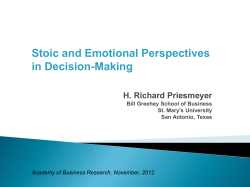 Stoic and Emotional Perspectives in Decision-Making H. Richard Priesmeyer
