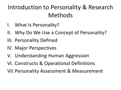 Introduction to Personality &amp; Research Methods