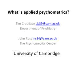 What is applied psychometrics? University of Cambridge oudace Department of Psychiatry