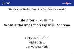 Life After Fukushima: What is the Impact on Japan’s Economy Kiichiro Sato