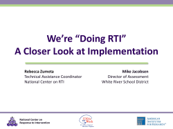 We’re “Doing RTI” A Closer Look at Implementation