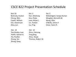 CSCE 822 Project Presentation Schedule