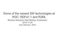 Benelux Semantic Web Meetup, Amsterdam 2010-11-24 Ivan Herman, W3C