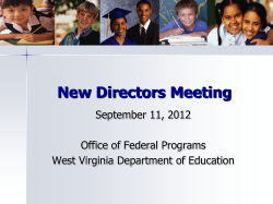 New Directors Meeting September 11, 2012 Office of Federal Programs
