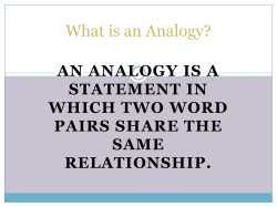 What is an Analogy? AN ANALOGY IS A STATEMENT IN WHICH TWO WORD
