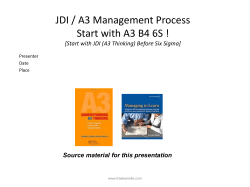 JDI / A3 Management Process Start with A3 B4 6S !