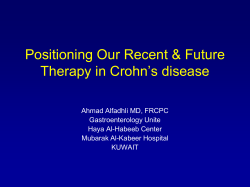 Positioning Our Recent &amp; Future Crohn’s disease Therapy in Ahmad Alfadhli MD, FRCPC