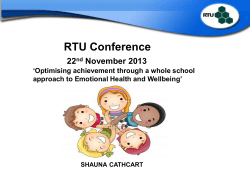 RTU Conference 22 November 2013 ‘Optimising achievement through a whole school