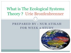 What is The Ecological Systems Theory ? Urie Bronfenbrenner