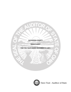CUYAHOGA COUNTY SINGLE AUDIT FOR THE YEAR ENDED DECEMBER 31, 2011