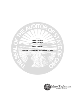 LAKE COUNTY SINGLE AUDIT FOR THE YEAR ENDED DECEMBER 31, 2009
