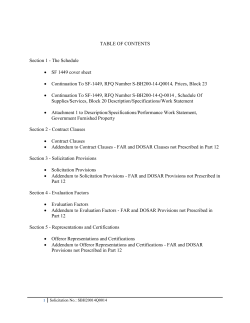 TABLE OF CONTENTS  Section 1 - The Schedule SF 1449 cover sheet