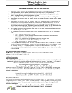 FIS Dispute Resolution Center  Dispute/Fraud Cover Sheet 