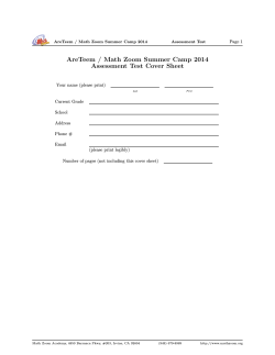 AreTeem / Math Zoom Summer Camp 2014 Assessment Test Cover Sheet
