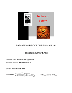 RADIATION PROCEDURES MANUAL Procedure Cover Sheet  Radiation Use Application